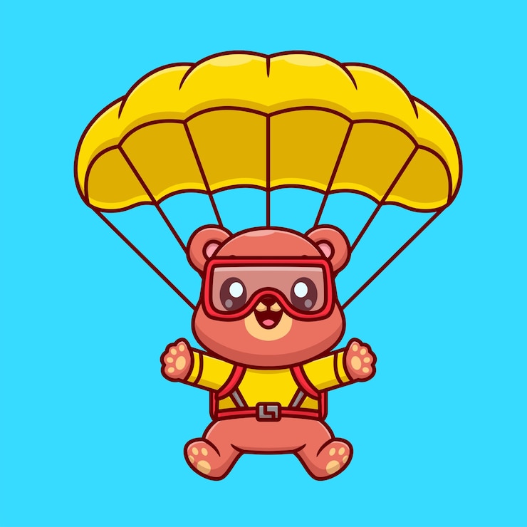 Vecteur gratuit l'ours mignon volant avec un parachute icône vectorielle de dessin animé illustration icône de sport d'animal flat isolé