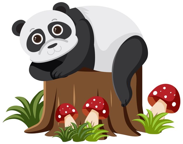 Ours panda mignon en style cartoon plat