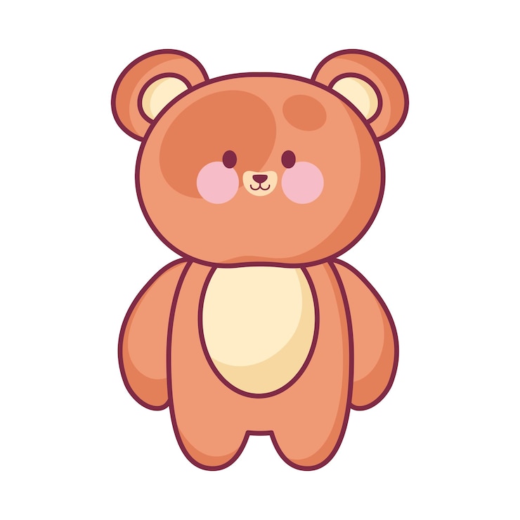Vecteur gratuit ours en peluche dessin animé mignon kawaii