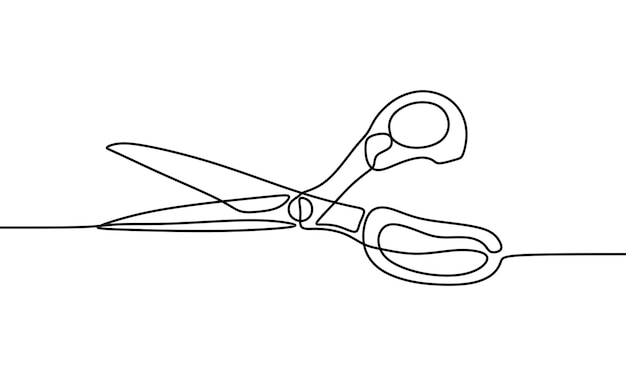 Outil de ciseaux dessin au trait continu sur une seule ligne