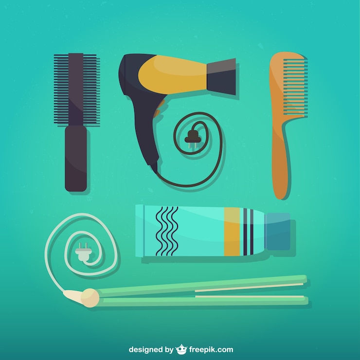 Vecteur gratuit outils de coiffure