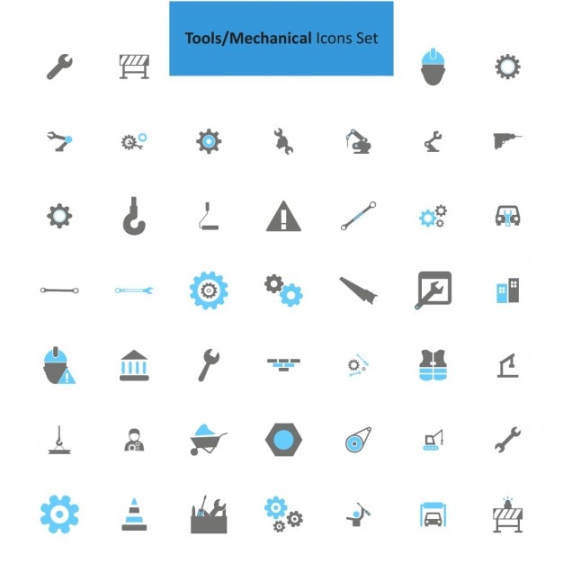 Vecteur gratuit outils mécaniques icon set