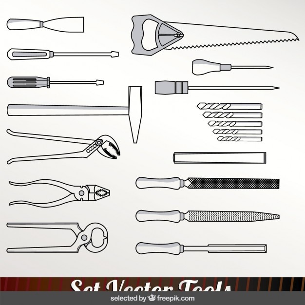 Vecteur gratuit outils mis monochromatiques