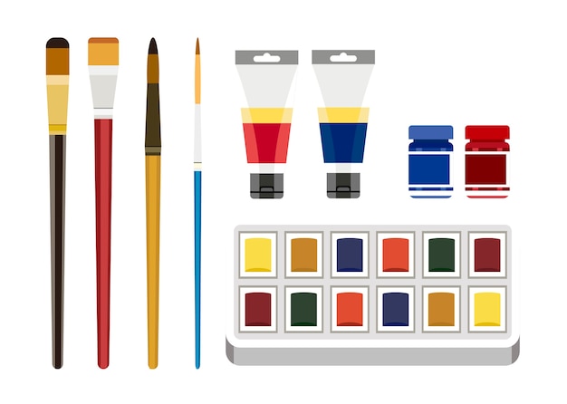 Vecteur gratuit outils de peinture colorées isolés sur fond blanc