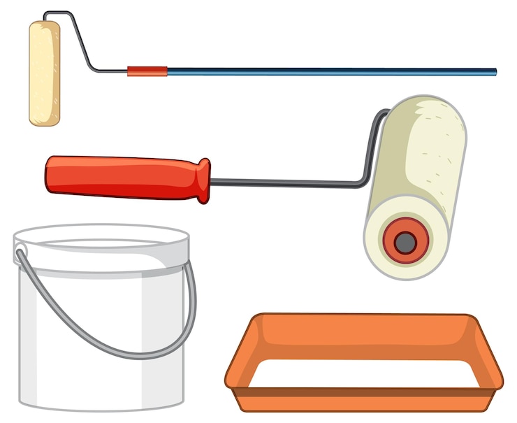 Vecteur gratuit outils de peinture sur fond blanc