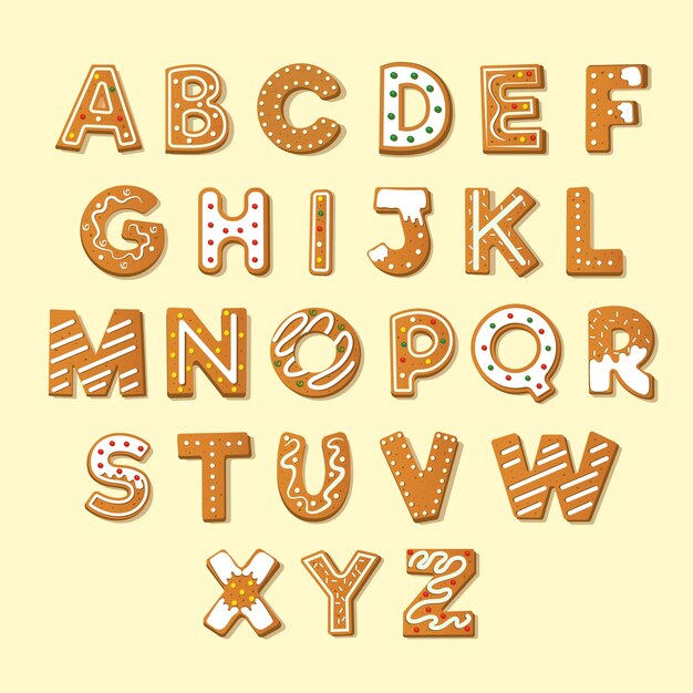 Pack d'alphabet de Noël en pain d'épice