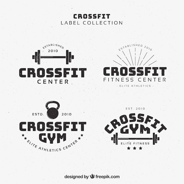 Vecteur gratuit pack d'autocollants retro-crossfit