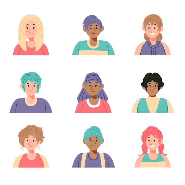 Vecteur gratuit pack d'avatars de personnes différentes