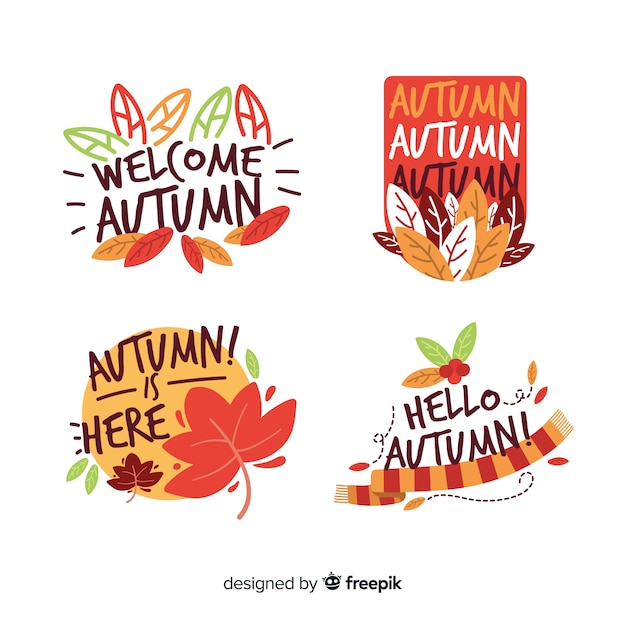 Pack De Badges D'automne Plats