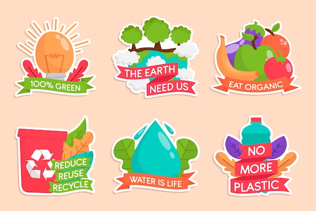 Pack De Badges D'écologie Dessinés à La Main