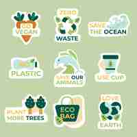 Vecteur gratuit pack de badges écologiques design plat