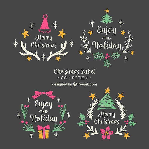 Pack De Badges De Noël Sur L'effet Tableau Noir