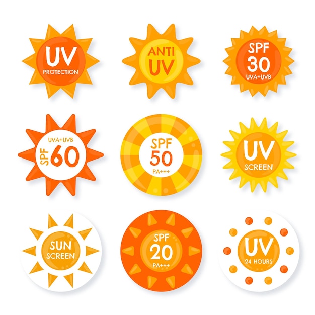 Vecteur gratuit pack de badges uv plats bio