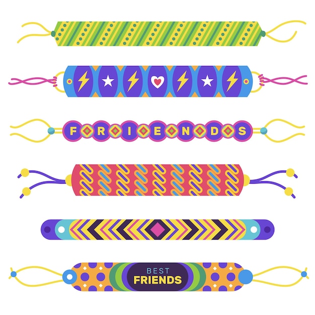 Vecteur gratuit pack de bande d'amitié colorée