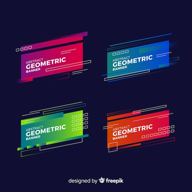 Pack De Bannière De Formes Géométriques Dégradées