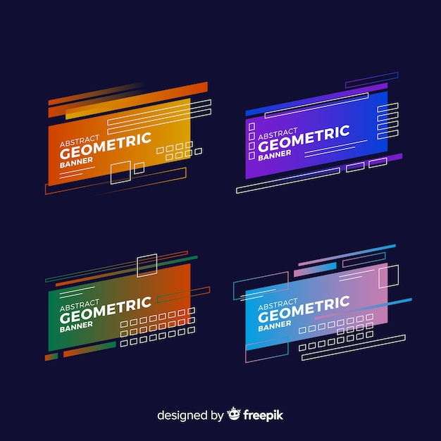 Vecteur gratuit pack de bannière de formes géométriques dégradées