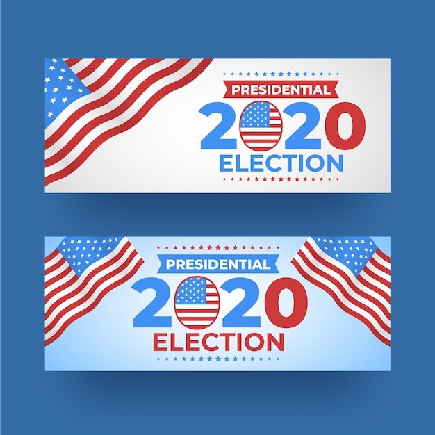 Vecteur gratuit pack de bannières de l'élection présidentielle américaine 2020
