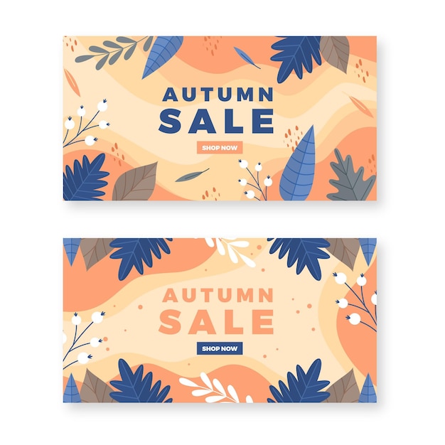 Pack De Bannières De Vente Automne Design Plat