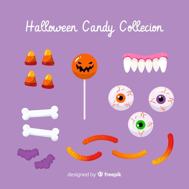 Vecteur gratuit pack de bonbons d'halloween