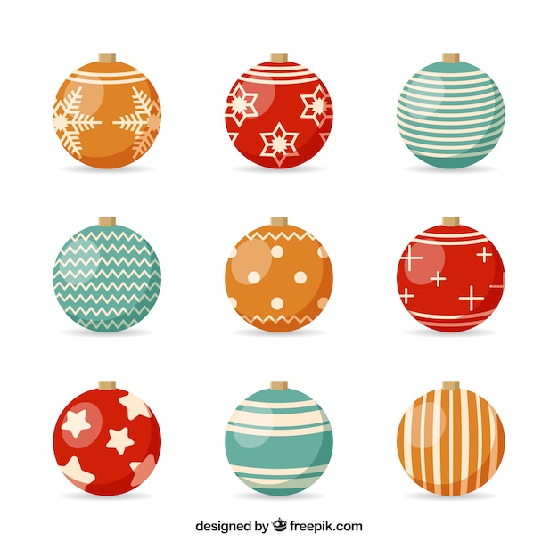 Pack De Boules De Noël Au Design Plat