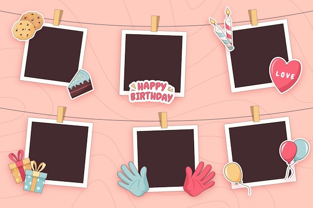 Pack De Cadre De Collage D'anniversaire Plat