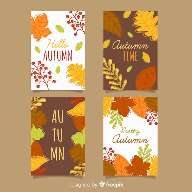 Vecteur gratuit pack de cartes d'automne design plat