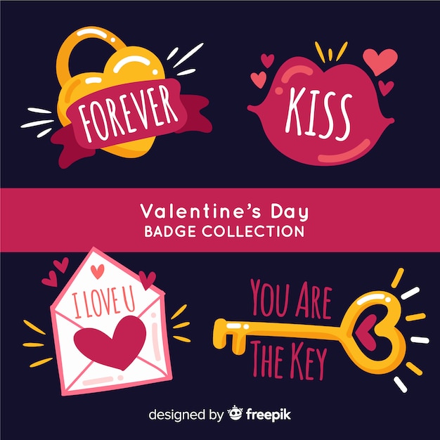 Vecteur gratuit pack de cartes dessinées à la main valentine