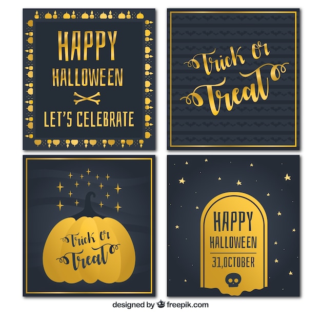 Vecteur gratuit pack de cartes de halloween