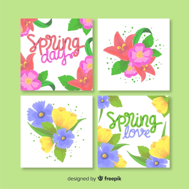 Pack de cartes de printemps floral
