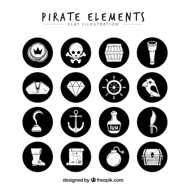 Pack De Cercles Noirs Avec Des éléments Rétro Pirates