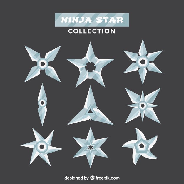 Pack classique d&#39;étoiles ninja avec un design plat