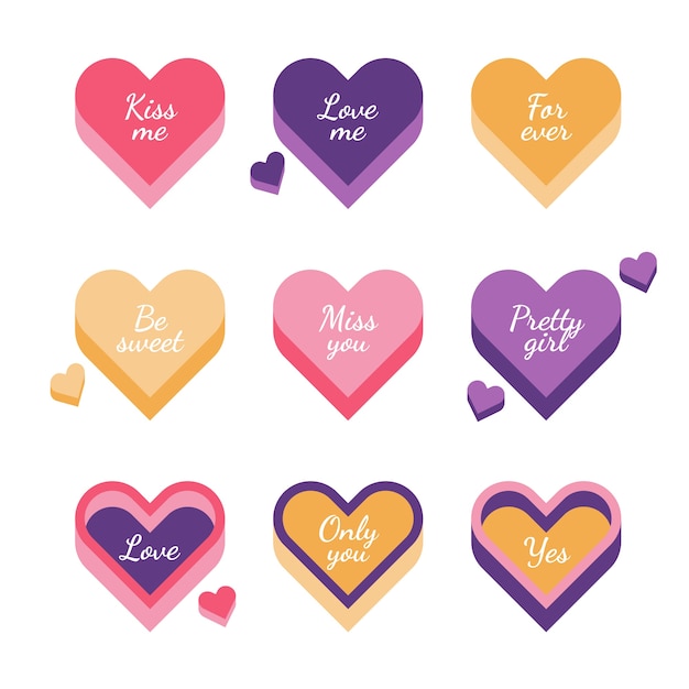 Pack De Coeurs De Conversation Design Plat