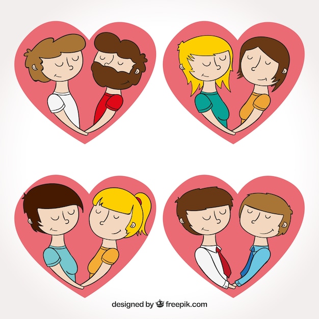 Pack De Coeurs Avec Des Couples Amoureux