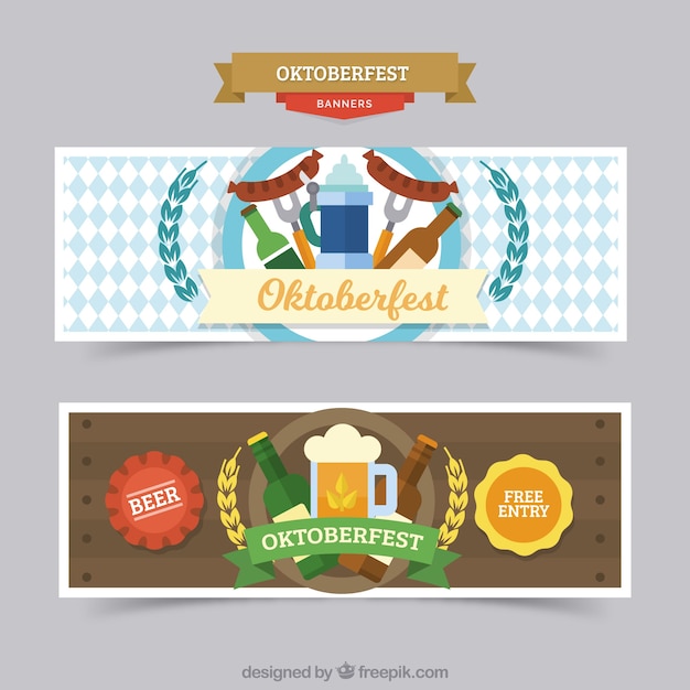 Pack Coloré De Bannières Les Plus Oktoberfest Avec Un Design Plat