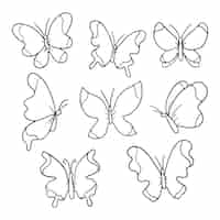 Vecteur gratuit pack de contour de papillon dessiné à la main