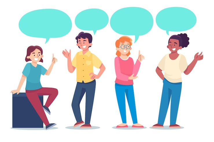 Vecteur gratuit pack de conversation de personnes plates