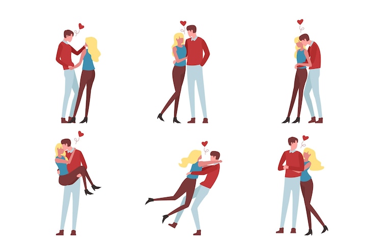 Vecteur gratuit pack de couple saint valentin dessinés à la main