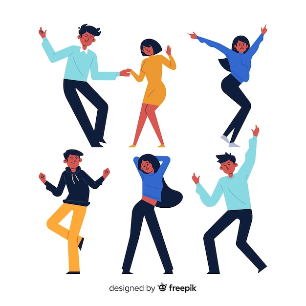 Vecteur gratuit pack de danse personnes dessinées à la main