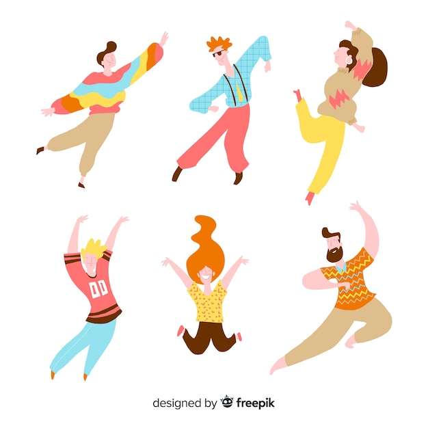 Vecteur gratuit pack de danse personnes dessinées à la main