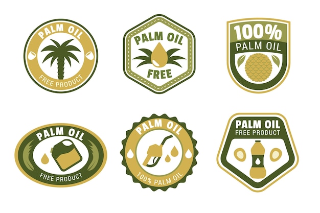 Vecteur gratuit pack design plat de badges d'huile de palme