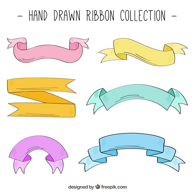 Pack dessiné à la main rubans décoratifs