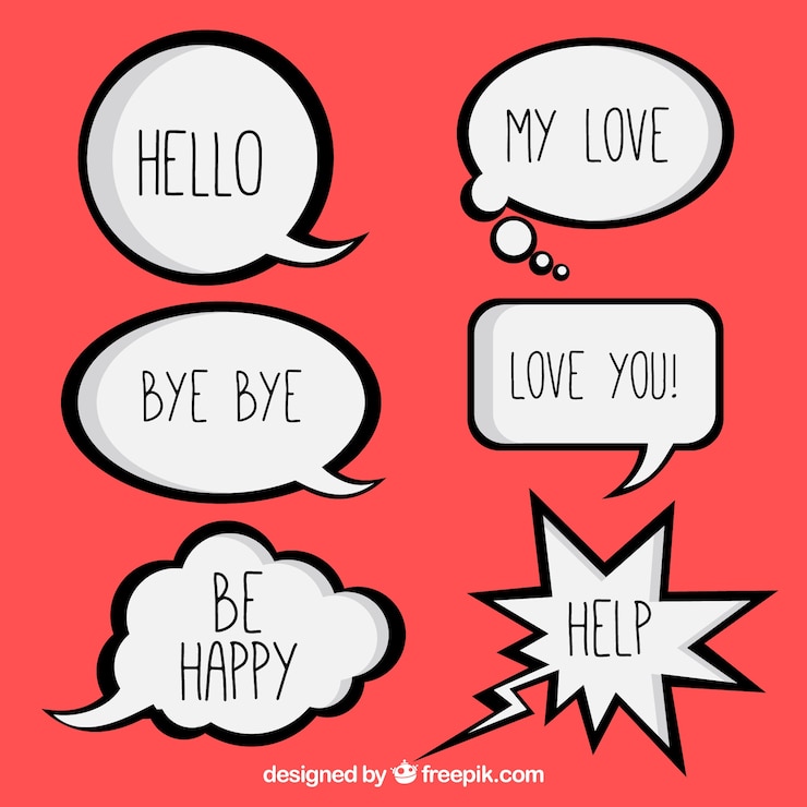 Vecteur gratuit pack de discours comiques avec des messages