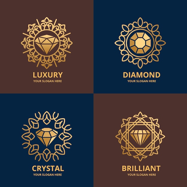 Vecteur gratuit pack élégant de logo en diamant