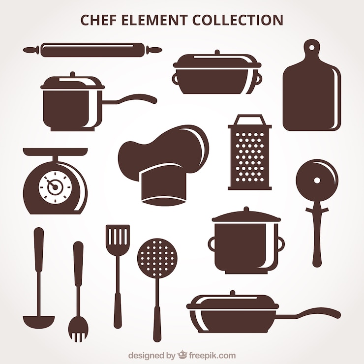 Vecteur gratuit pack d&#39;éléments de chef en style rétro