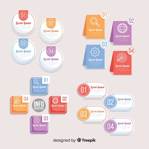 Pack d&#39;éléments infographiques colorés