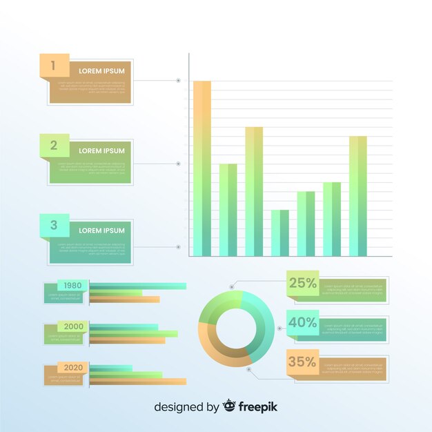 Pack d'éléments infographiques dégradés