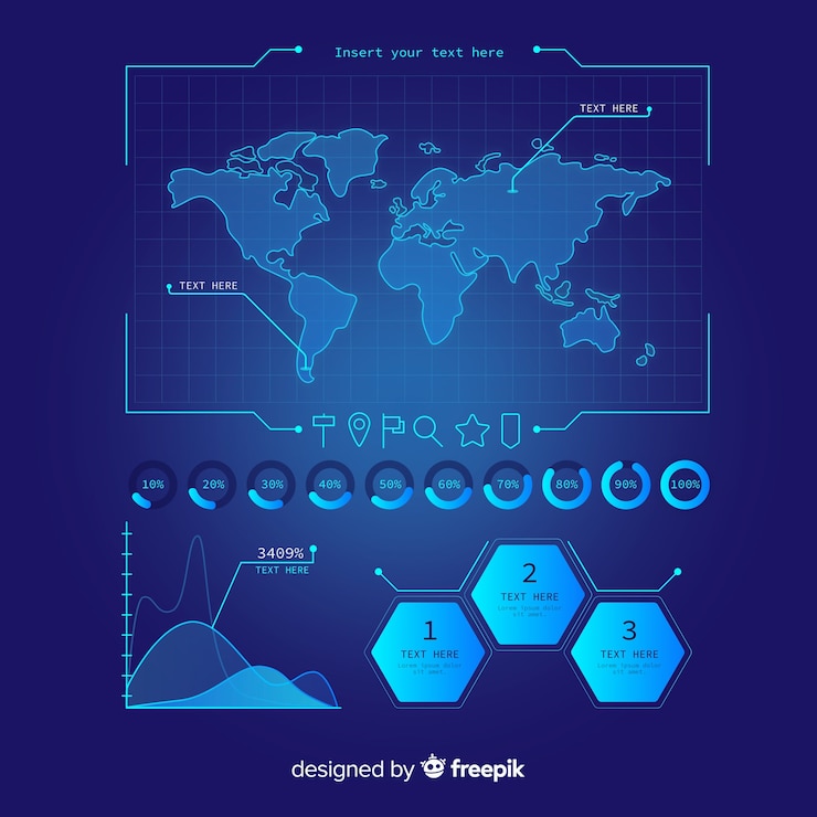 Vecteur gratuit pack d&#39;éléments infographiques futuristes