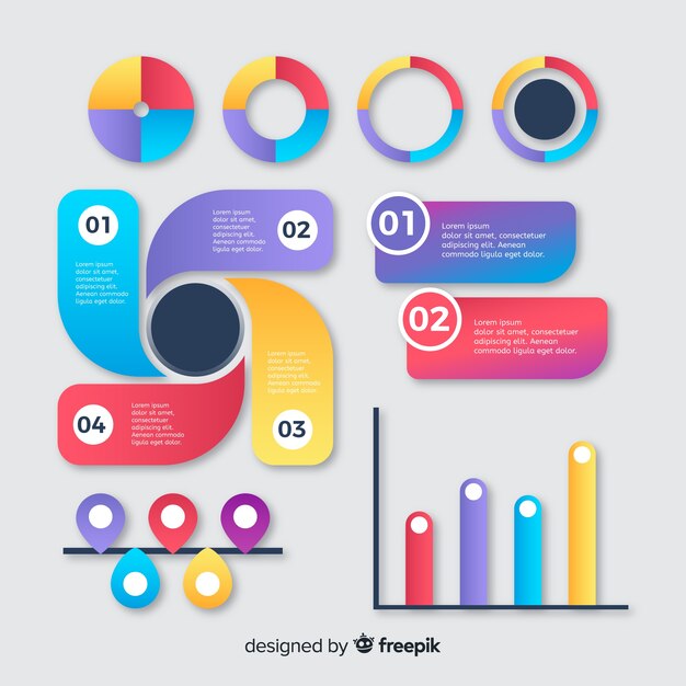 Pack d'éléments infographiques plats