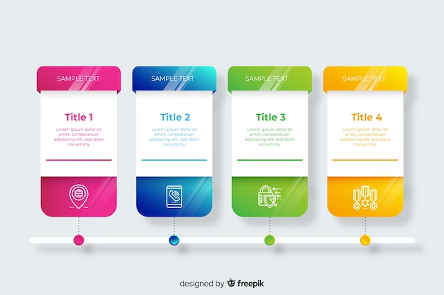 Vecteur gratuit pack d'étapes d'infographie en dégradé