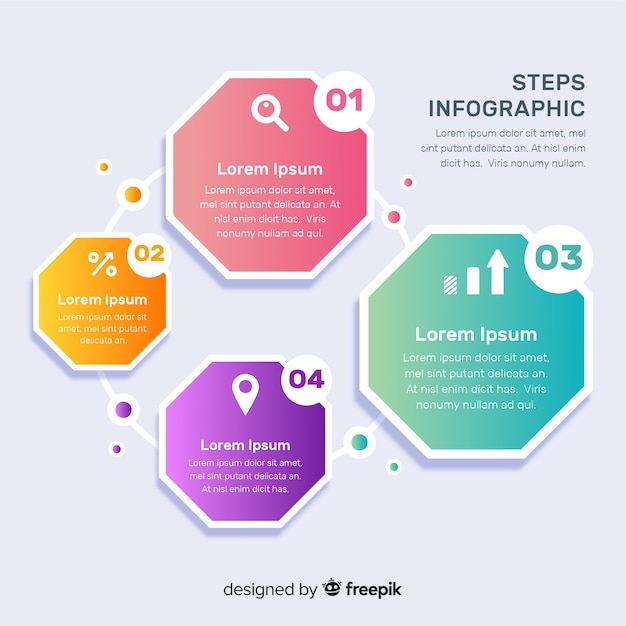 Vecteur gratuit pack d'étapes infographiques colorées